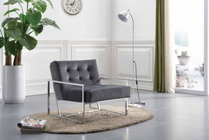 Alex Sleek Tufted Accent Chair in Black, Grey or Navy Velvet