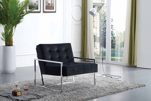 Alex Sleek Tufted Accent Chair in Black, Grey or Navy Velvet