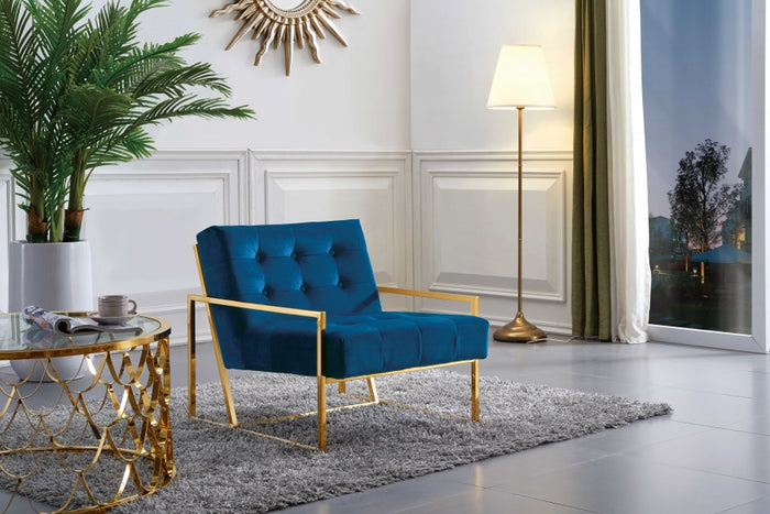 Alex Tufted Velvet Accent Chair with Gold Stainless Steel Base