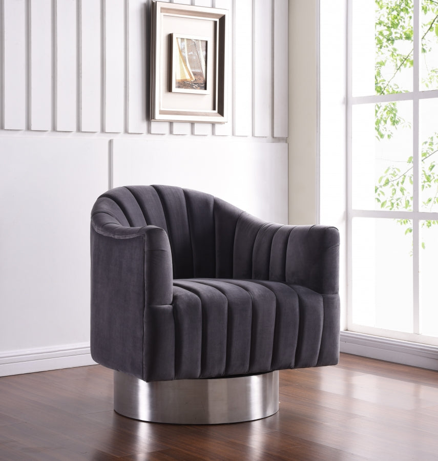 Faris Velvet Swivel Accent Chair in Grey or Navy