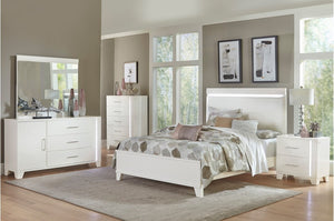 Karen White Bedroom Collection with LED Lighting