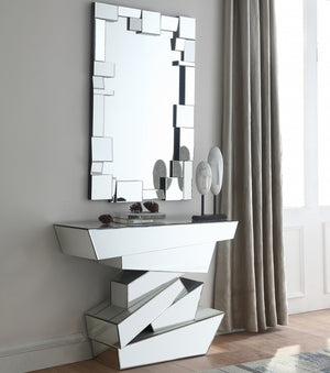 Jay Mirrored Geometric Design Console Table