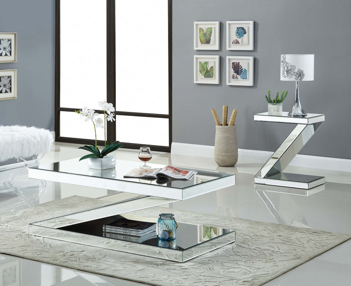 Z Shape Mirrored Occasional Tables Collection