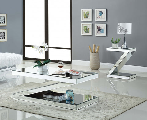 Z Shape Mirrored Occasional Tables Collection