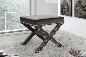 Dixon Velvet Ottoman/Bench with Chrome Nailheads in 6 Color Options