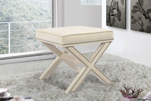 Dixon Velvet Ottoman/Bench with Chrome Nailheads in 6 Color Options