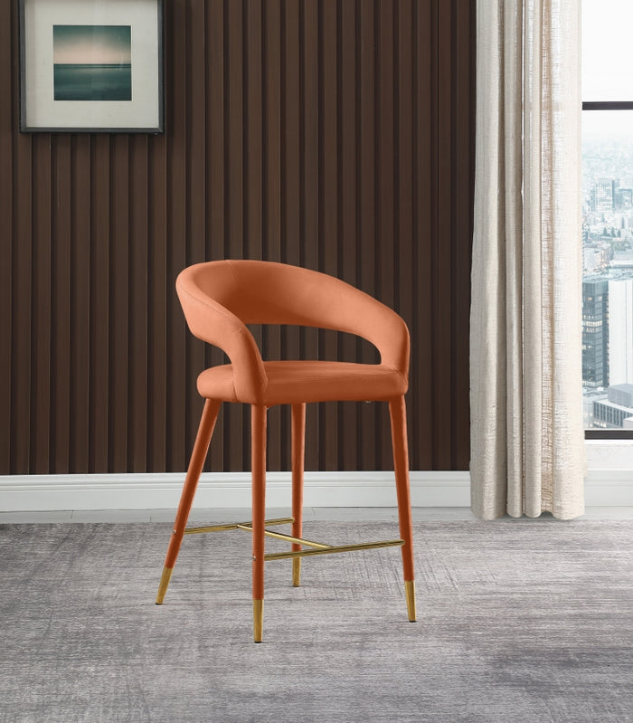 Dee Velvet Fabric Counter Height Stool in 6 Color Options