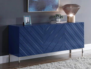 Collins Lacquered Blue Chevron Sideboard