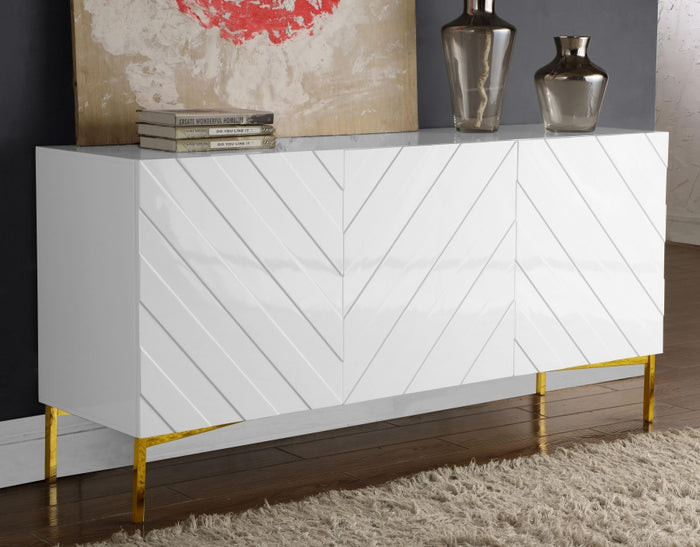 Collins Lacquered Chevron Sideboard with Gold Legs