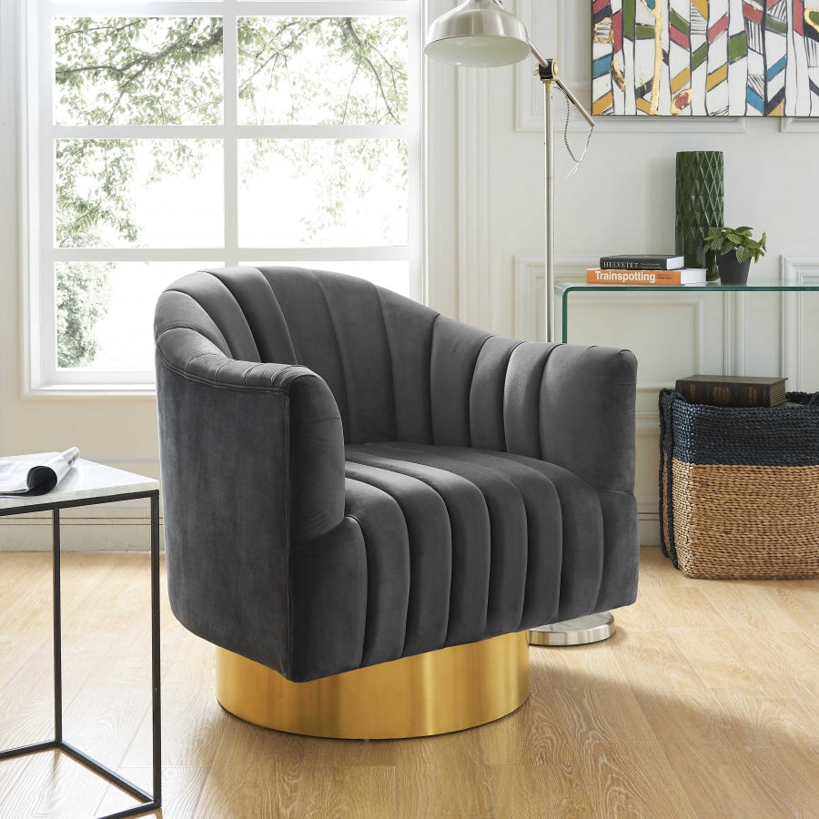 Faris Velvet Swivel Accent Chair with Gold Base in 5 Color Options