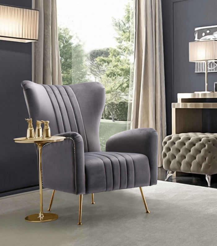 Perla Velvet Accent Chair with Gold Stainless Steel Legs in 4 Color Options