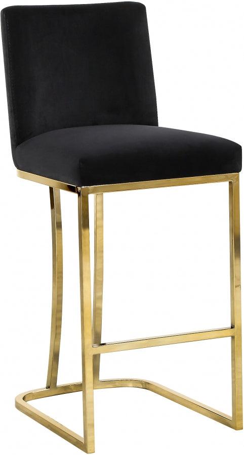 Aida Velvet Counter Height Stool with Gold Metal Frame