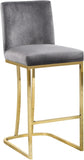 Aida Velvet Counter Height Stool with Gold Metal Frame