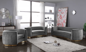 Julia Curved Living Room Collection with Gold Stainless Steel Base
