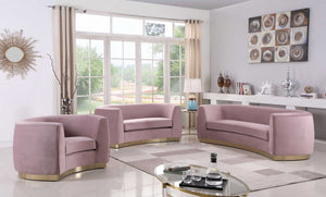 Julia Curved Living Room Collection with Gold Stainless Steel Base
