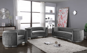 Julia Curved Living Room Collection with Chrome Stainless Steel Base
