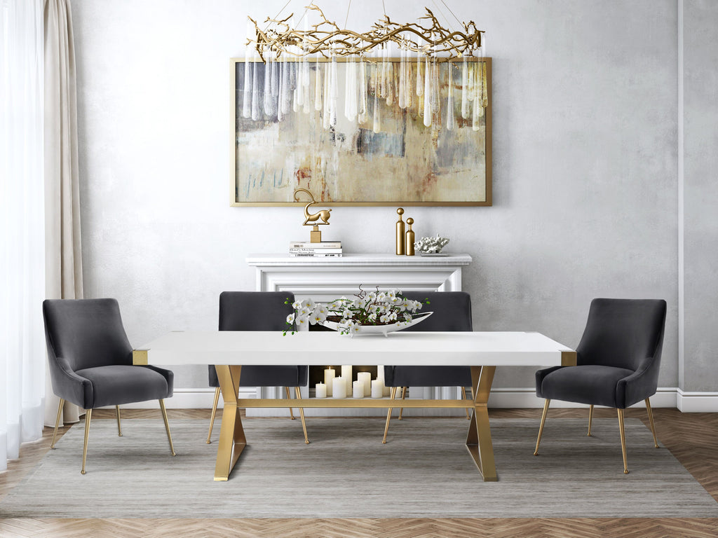 Adalia White Dining Table with Gold Base
