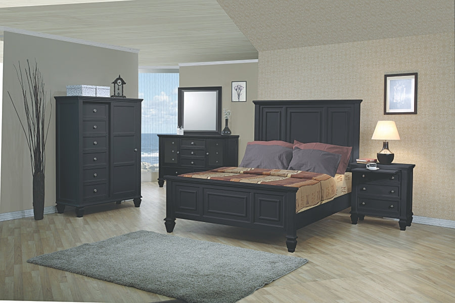 Sandy Beach Panel Bedroom Collection in White or Black