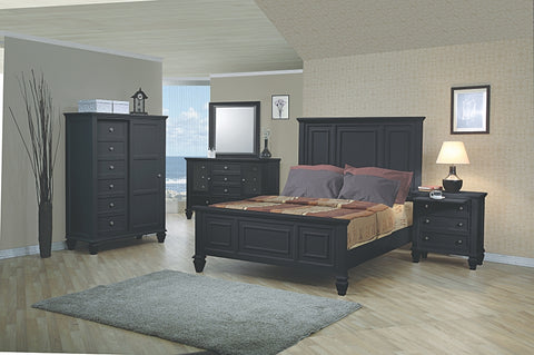 Sandy Beach Panel Bedroom Collection in White or Black