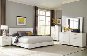 Felicity Contemporary White Bed with LED Lighting