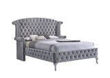 Dena Grey Velvet Tufted with Nailheads Bedroom Collection