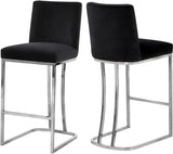 Aida Velvet Counter Height Stool in Black, Navy or Grey