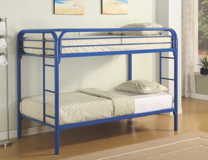 Jacob Twin over Twin Metal Bunk Bed in White, Blue or Black