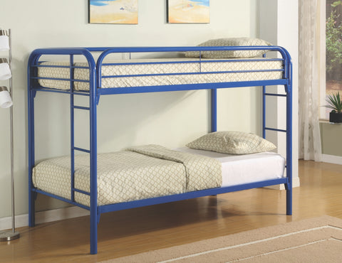 Jacob Twin over Twin Metal Bunk Bed in Silver, White, Blue or Black