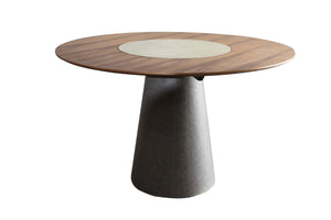 Allen Round Walnut Dining Table with Lazy Susan