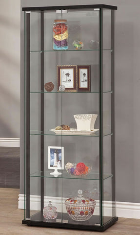 Tall Glass Curio with Black Frame