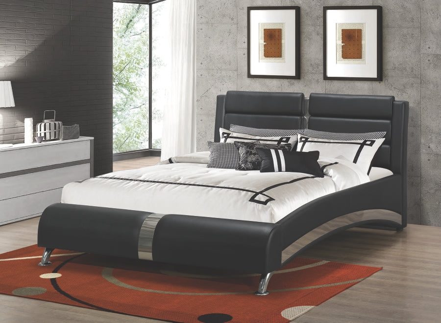 Jerry Black Leatherette Platform Bed