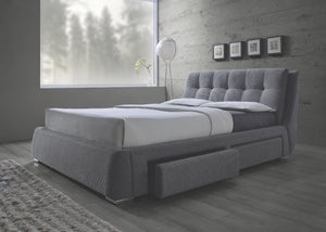 Fenella Grey Fabric Upholstered Storage Platform Bed