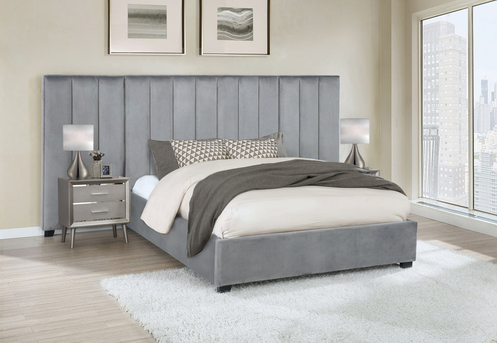 Ariel Grey Channel Tufted Bed