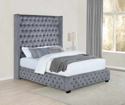 Ricky Grey Tufted Velvet Bed