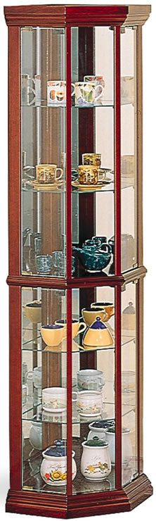 Solid Wood Cherry Glass Corner Curio Cabinet