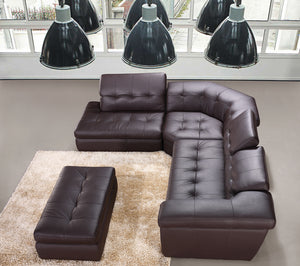 Reese Italian Leather Sectional in Tan, Grey or Brown