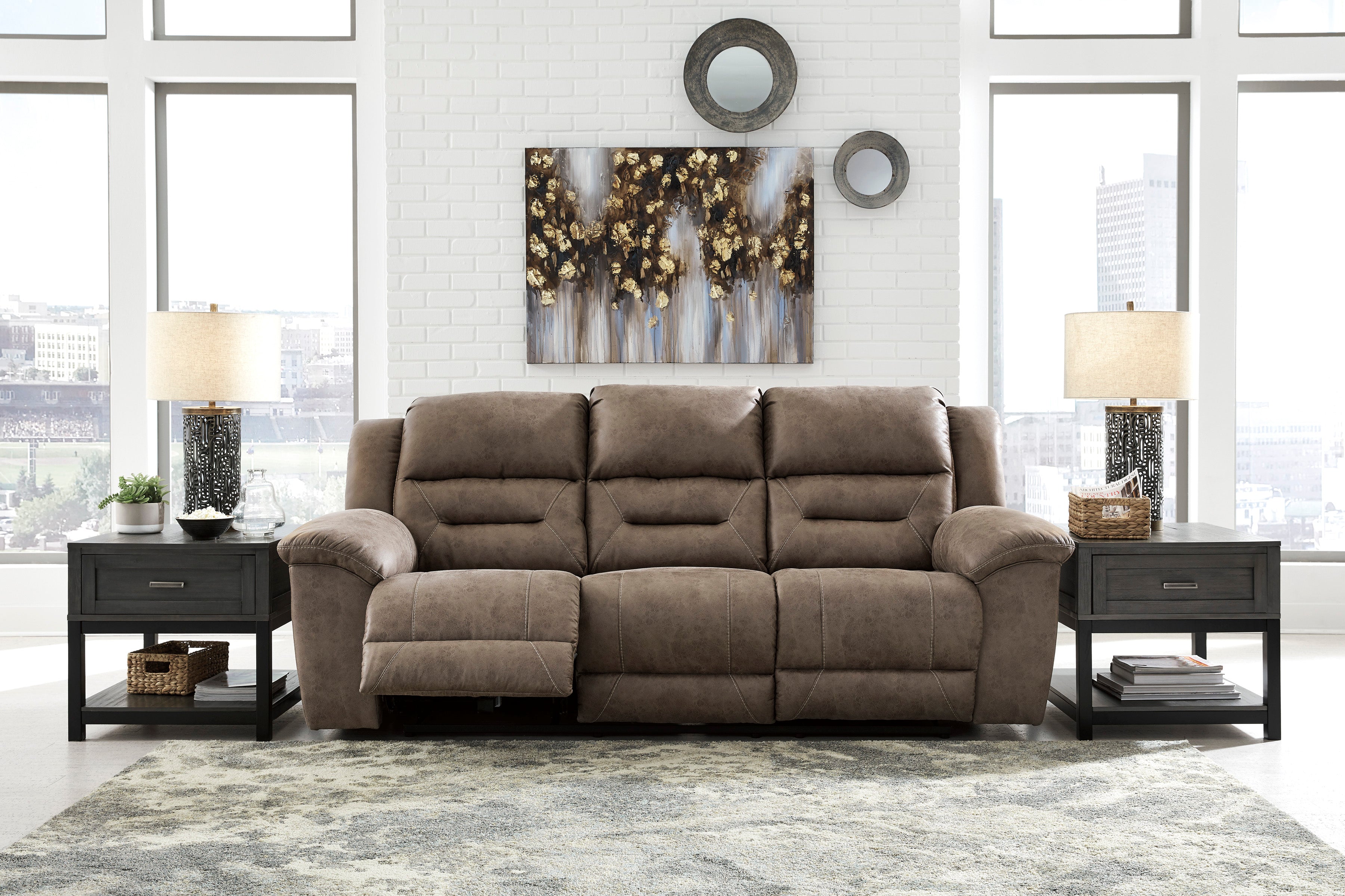 Stony Reclining Living Room Collection in Fossil or Chocolate