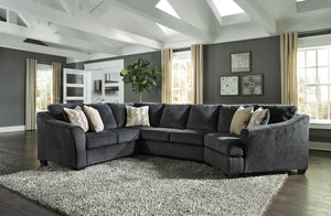 Manor Slate Fabric Sectional with Cuddler