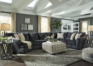 Manor Slate Fabric Sectional with Cuddler