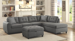 Stoyan Tufted Grey Fabric Sectional