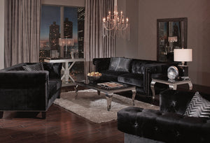 Riviera Black Velvet Glam Living Room Collection