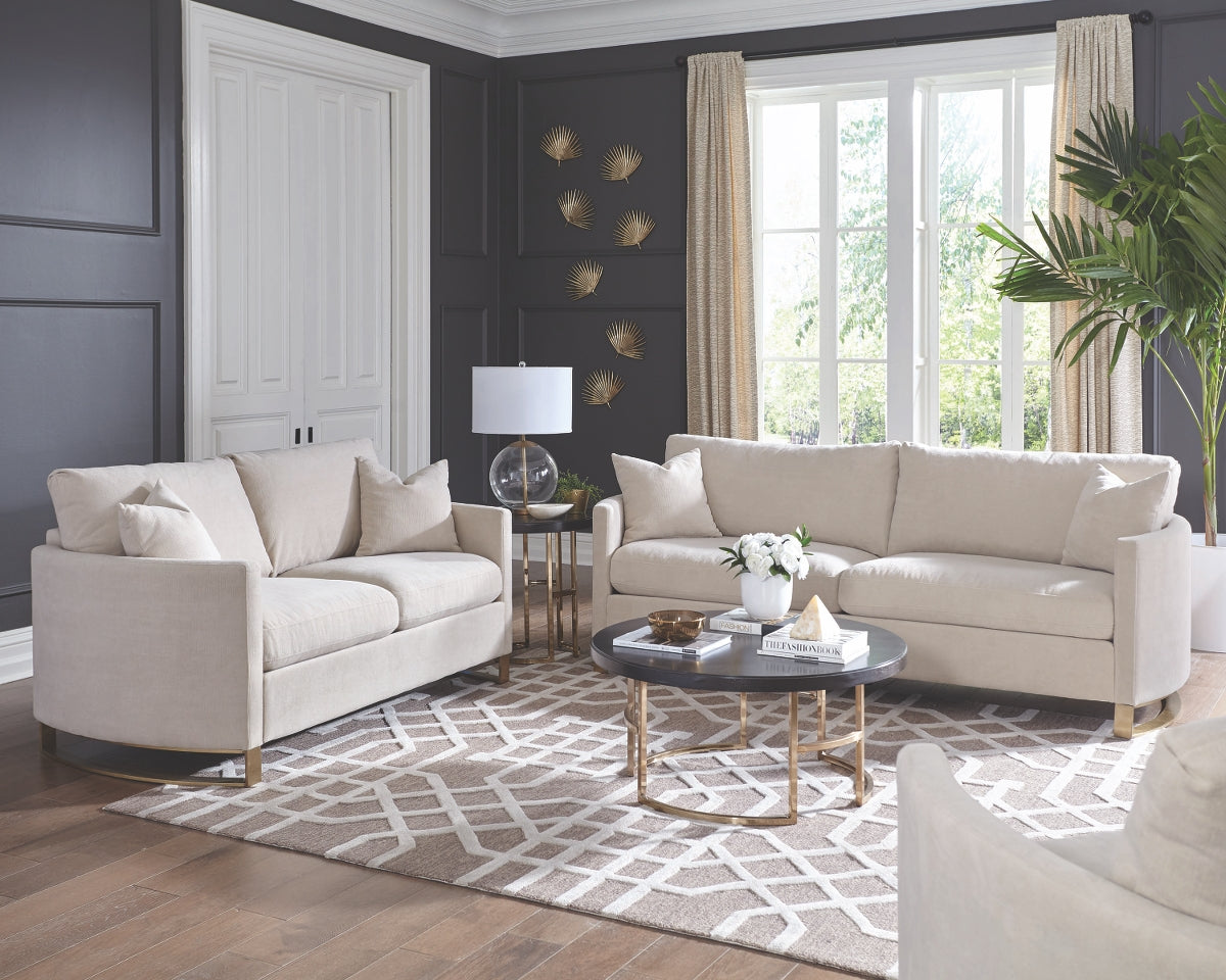 Liza Beige Living Room Collection with Arched Arms