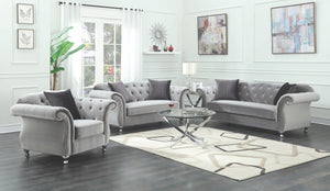 Christine Silver Tufted Living Room Collection