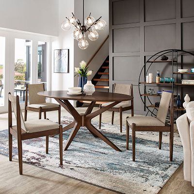 Walnut Sunburst Oval Dining Room Collection