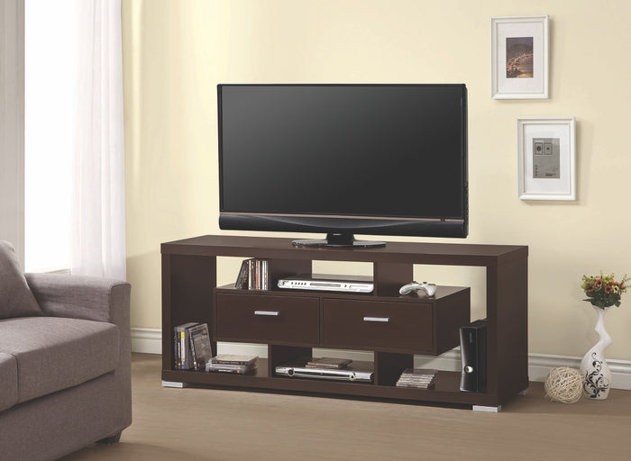Contemporary TV Stand with Storage Drawers in Cappuccino or White