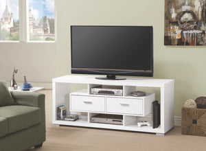 Contemporary TV Stand with Storage Drawers in Cappuccino or White
