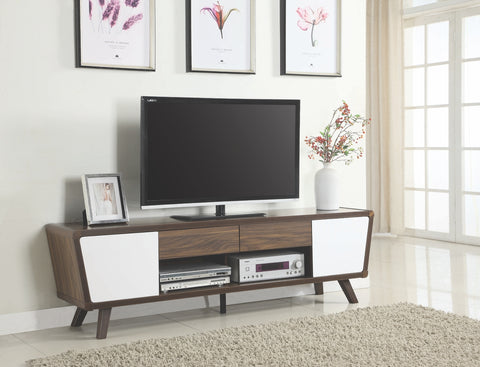 Retro Dual Tone TV Stand in Walnut and White