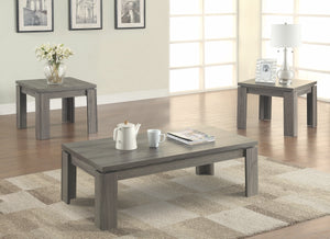 Rustic Weathered Grey 3 Piece Occasional Tables Set