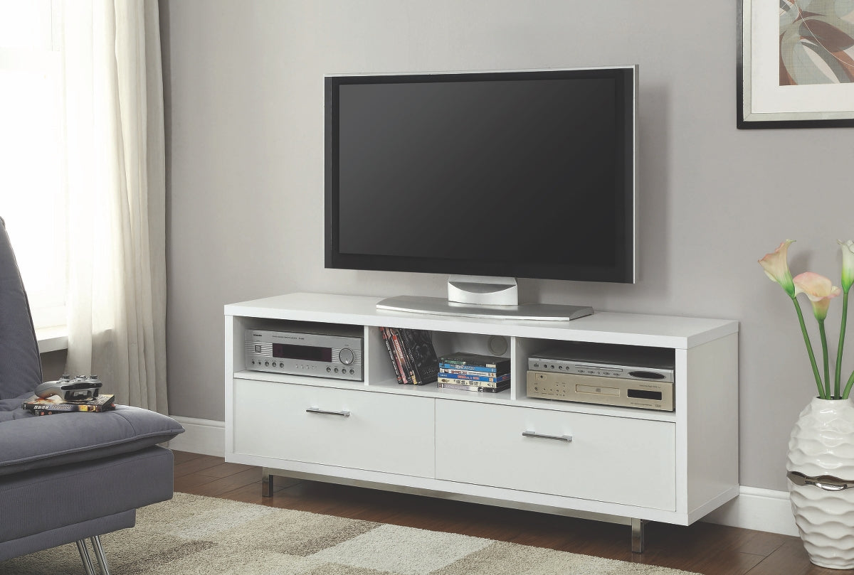 Contemporary 60" TV Stand in Cappuccino or White