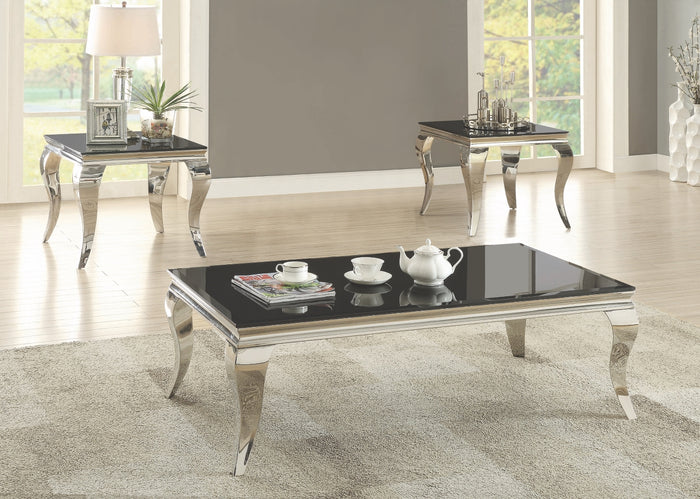 Queenie Black Glass Occasional Table Collection